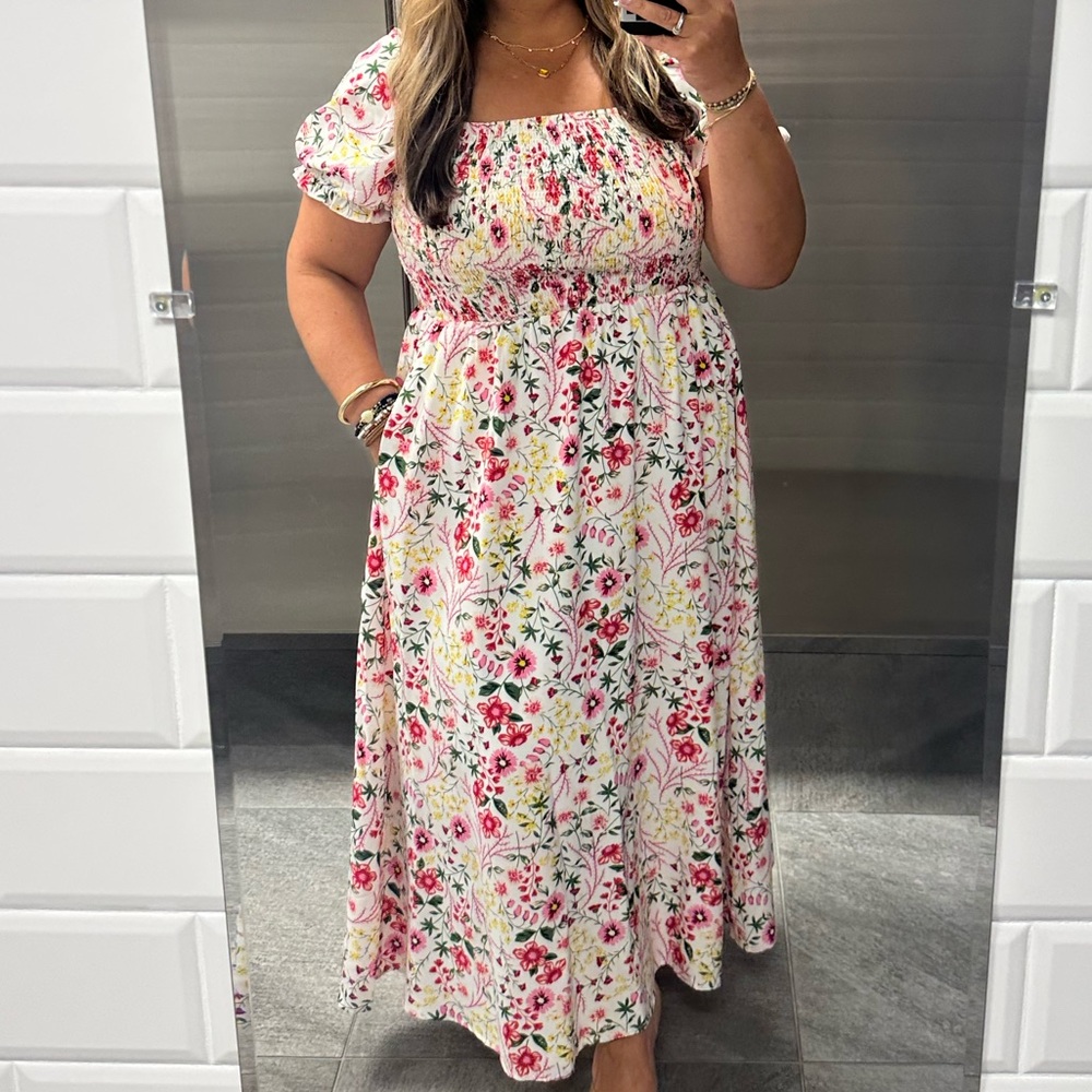 BloomChic Floral Maxi Dress in Pink and Yellow